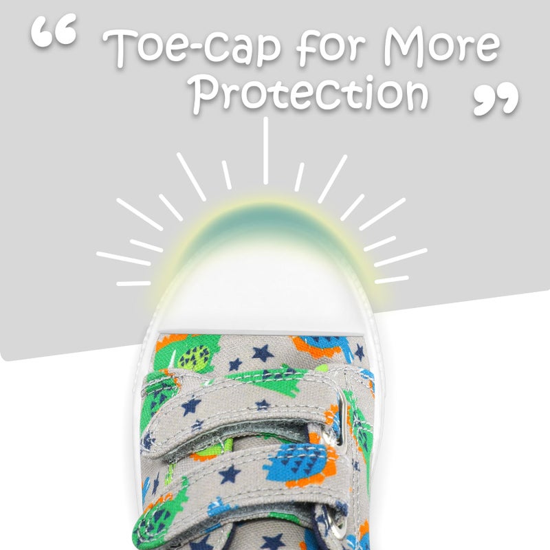 K KomForme Toddler Boys & Girls Shoes Kids Canvas Sneakers with Cartoon Dual Hook and Loops, Size 6 Toddler, Dinosaur - Image 4